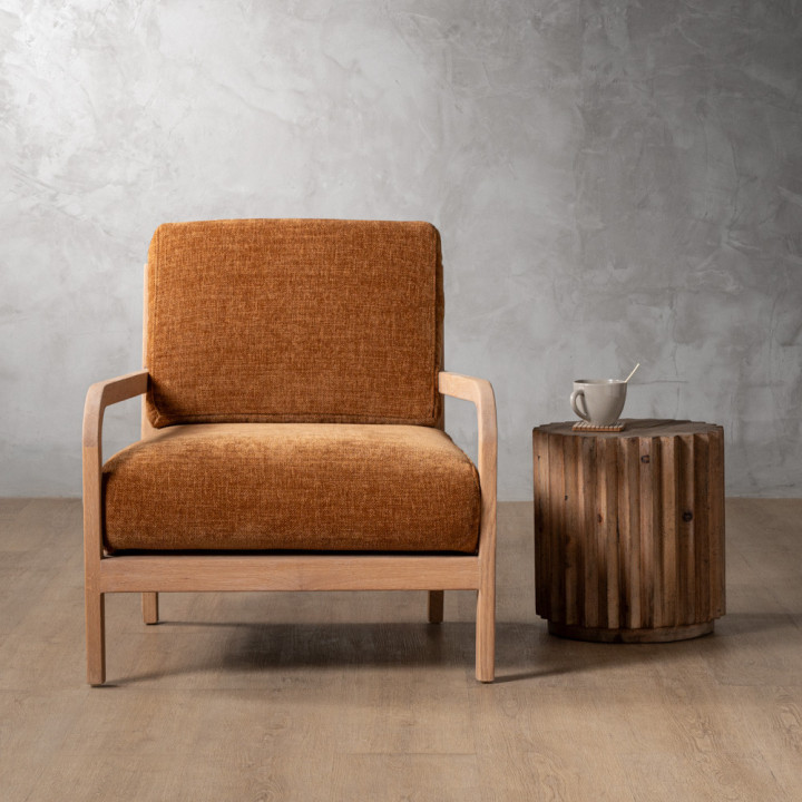 Vrede Fabric Armchair - Oak - Honey Wave - 2