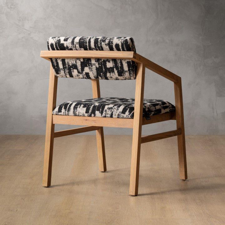 Jozi Fabric Carver Chair - Oak - Ebony - 4