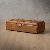 Aveline Leather Storage Ottoman - Cinnamon - 1