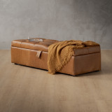 Aveline Leather Storage Ottoman - Cinnamon - 2