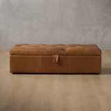 Aveline Leather Storage Ottoman - Cinnamon - 4
