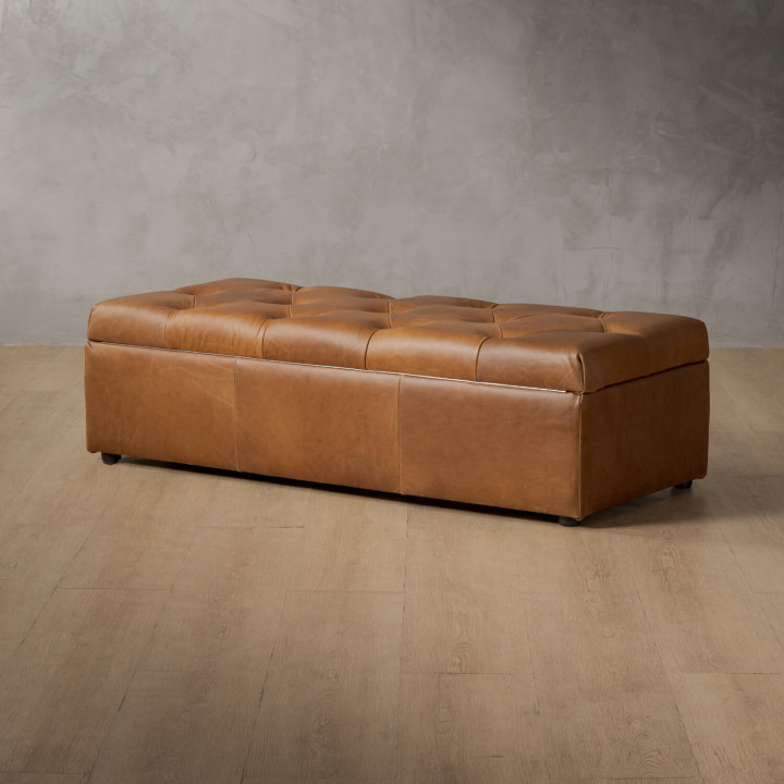 Aveline Leather Storage Ottoman - Cinnamon - 5
