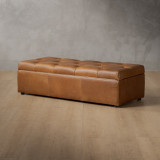 Aveline Leather Storage Ottoman - Cinnamon - 5