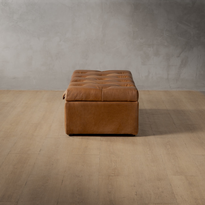 Aveline Leather Storage Ottoman - Cinnamon - 6