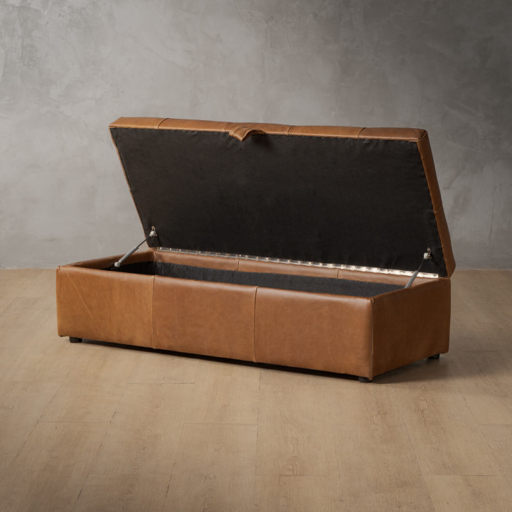 Aveline Leather Storage Ottoman - Cinnamon - 7