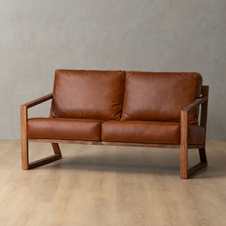 Clarens 2-Seater Leather Couch - Blackwood - Butterscotch - 4