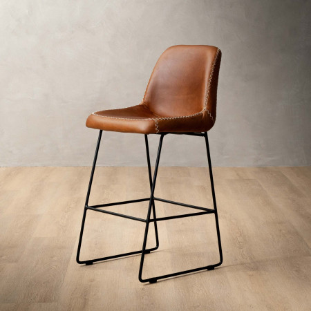 Demo - Hand-Stitched Leather Counter Bar Chair - Butterscotch - 1