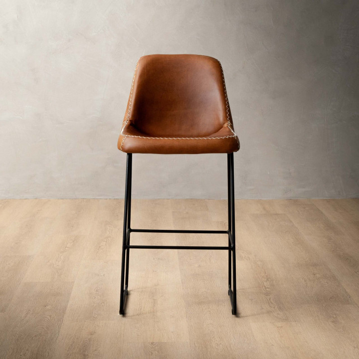 Demo - Hand-Stitched Leather Counter Bar Chair - Butterscotch - 3