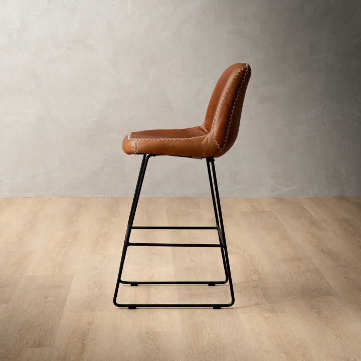 Demo - Hand-Stitched Leather Counter Bar Chair - Butterscotch - 4