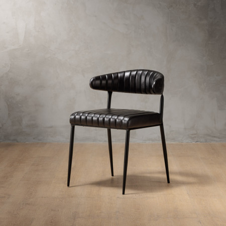 Nivo Leather Dining Chair - Obsidian