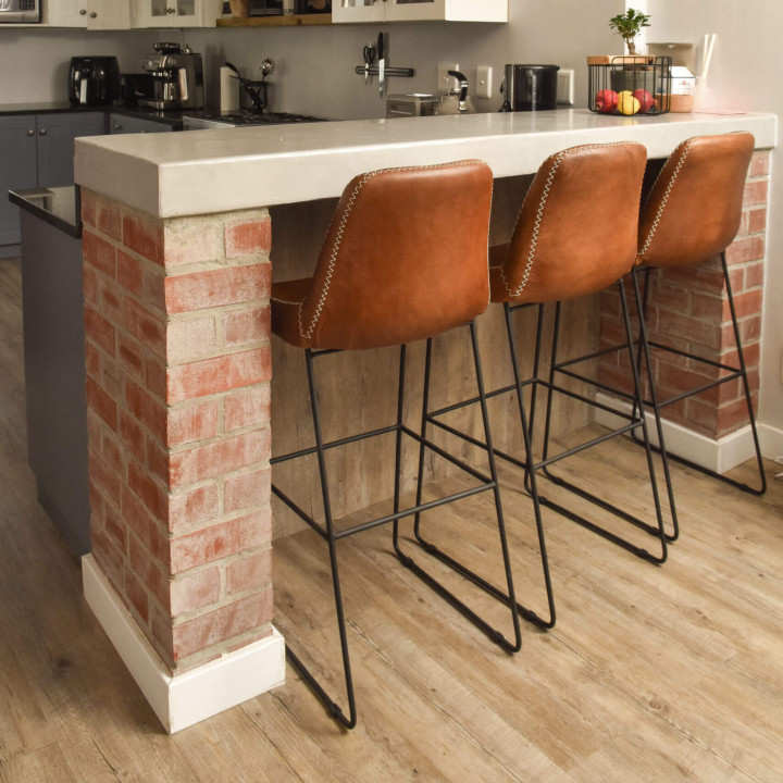 Demo - Hand-Stitched Leather Counter Bar Chair - Butterscotch - 2
