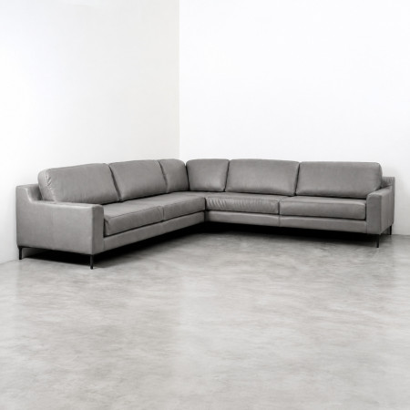 Demo - Tulbagh Full Corner Leather Couch - Pepper - 1