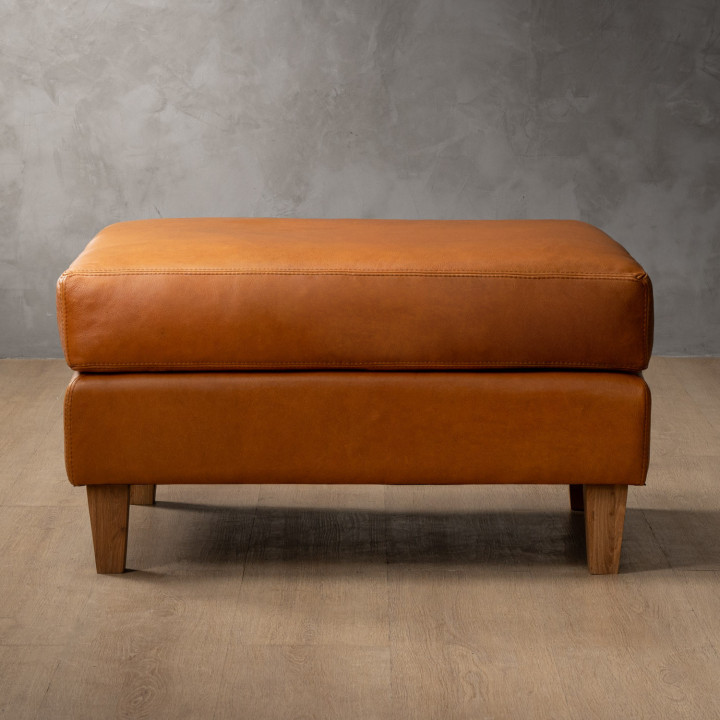 Douglas Leather Ottoman - Ginger - 4