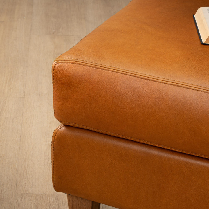 Douglas Leather Ottoman - Ginger - 6