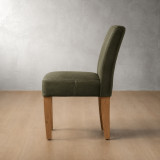 Demo - Chunky Leather Dining Chair Olive - Oak - 2