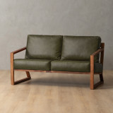Clarens 2-Seater Leather Couch - Blackwood - Olive - 2