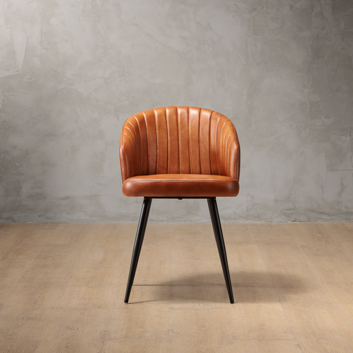 Monet Leather Dining Chair - Bourbon - 2