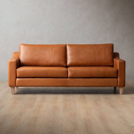 Demo - Douglas 3-Seater Leather Couch - Ginger - 1