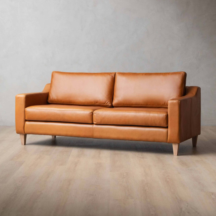 Demo - Douglas 3-Seater Leather Couch - Ginger - 2