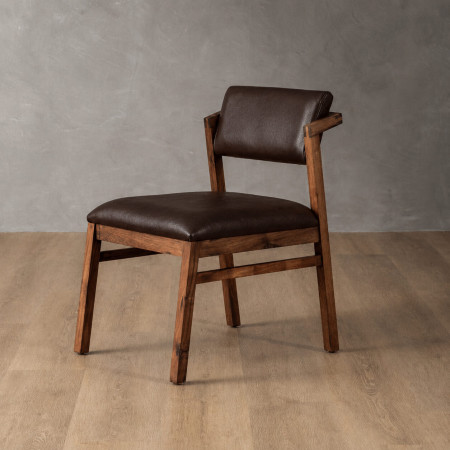 Jozi Leather Dining Chair - Blackwood - Coffee - 1