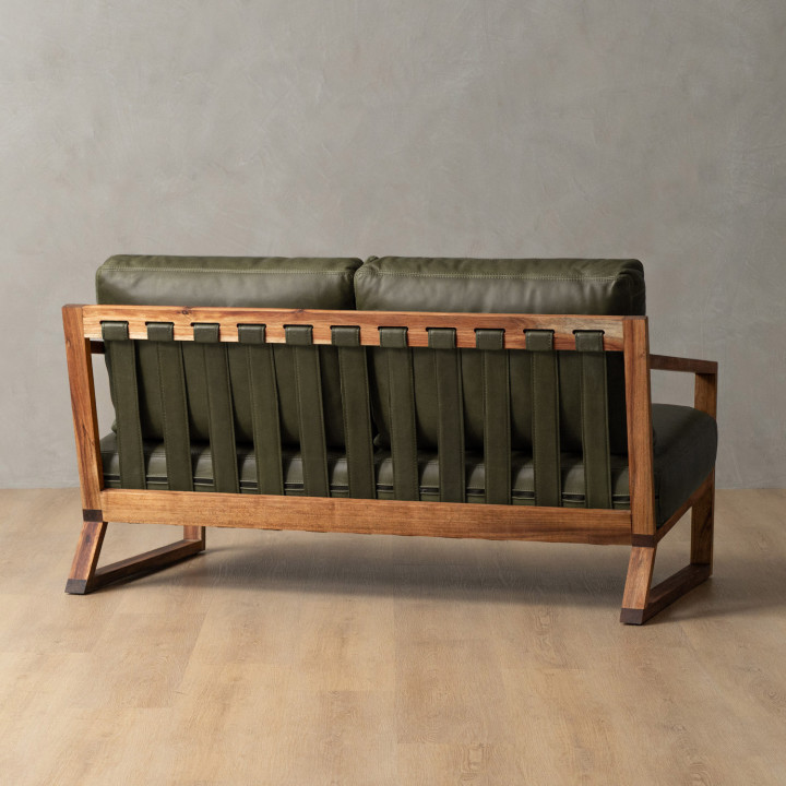 Clarens 2-Seater Leather Couch - Blackwood - Olive - 3
