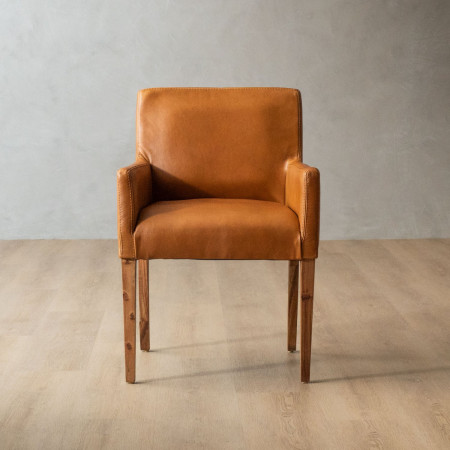 Demo - Sandton Leather Dining Chair - Blackwood - Ginger - 1