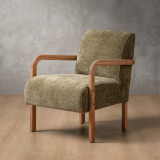 Palmiet Fabric Armchair - Blackwood - Olive Wave - 1