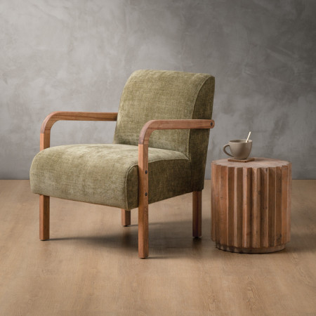 Palmiet Fabric Armchair - Blackwood - Olive Wave