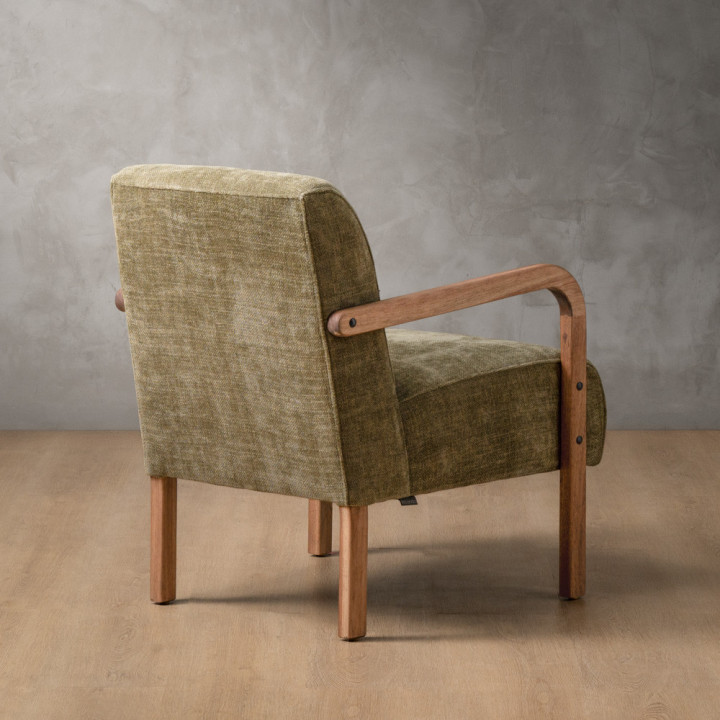 Palmiet Fabric Armchair - Blackwood - Olive Wave - 6