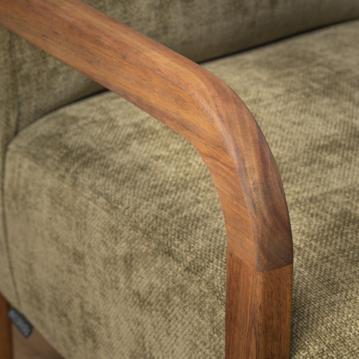 Palmiet Fabric Armchair - Blackwood - Olive Wave - 8