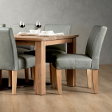 Demo - Chunky Leather Dining Chair - Oak - Pepper - 3