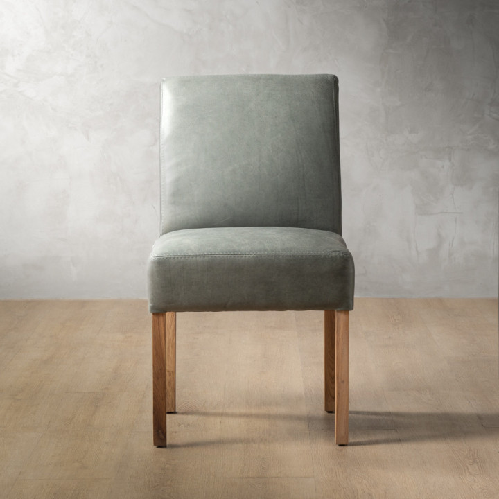 Demo - Chunky Leather Dining Chair - Oak - Pepper - 4