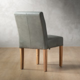 Demo - Chunky Leather Dining Chair - Oak - Pepper - 6