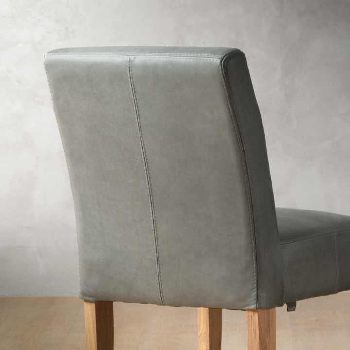 Demo - Chunky Leather Dining Chair - Oak - Pepper - 7