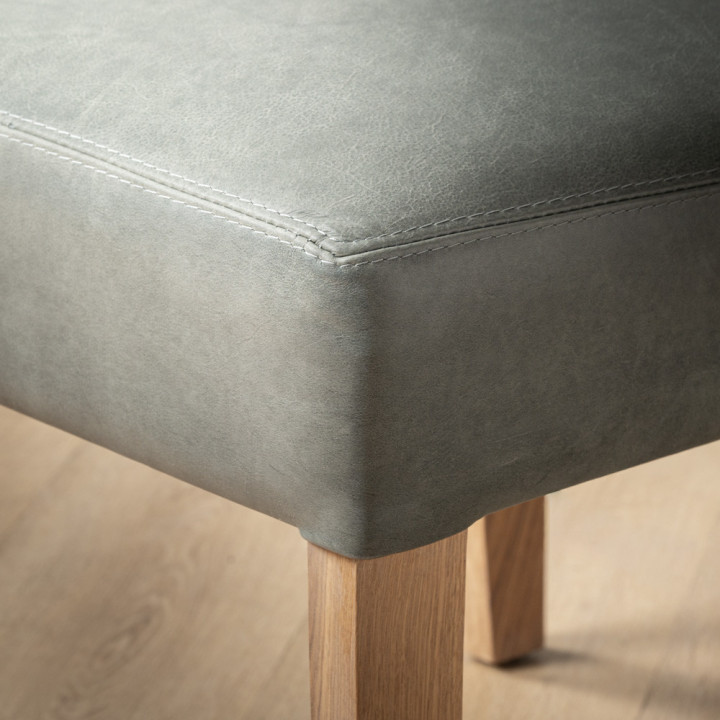 Demo - Chunky Leather Dining Chair - Oak - Pepper - 9
