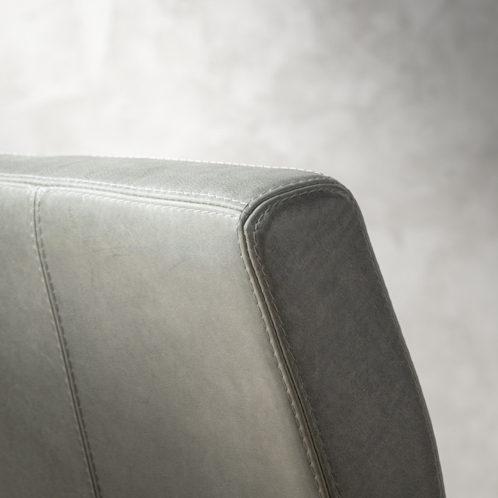 Demo - Chunky Leather Dining Chair - Oak - Pepper - 10
