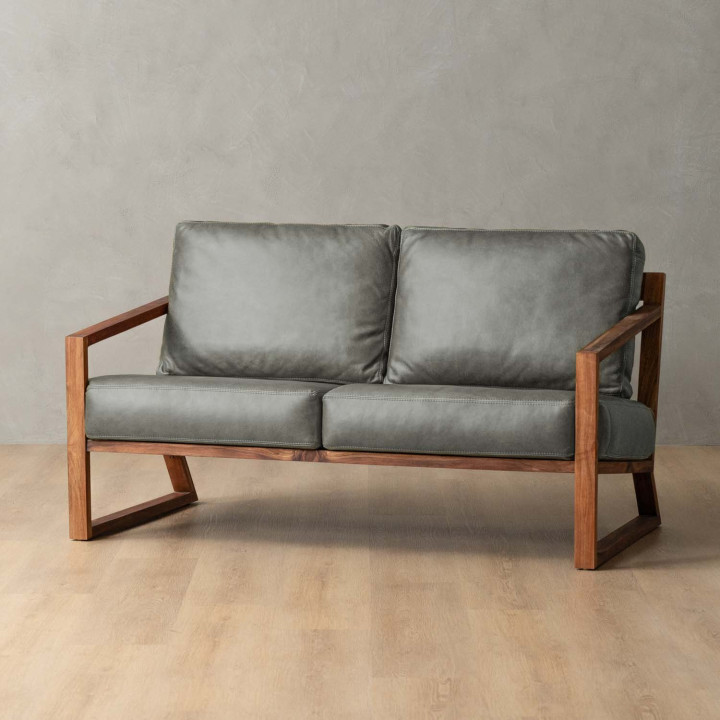 Clarens 2-Seater Leather Couch - Blackwood - Pepper - 3