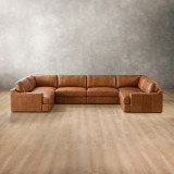 Windermere Modular Leather U-Shape Couch - Cinnamon - 1