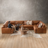 Windermere Modular Leather U-Shape Couch - Cinnamon - 2