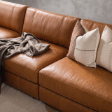 Windermere Modular Leather U-Shape Couch - Cinnamon - 3