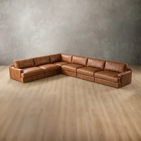 Windermere Extra Large Modular Leather Corner Couch - Cinnamon - 1