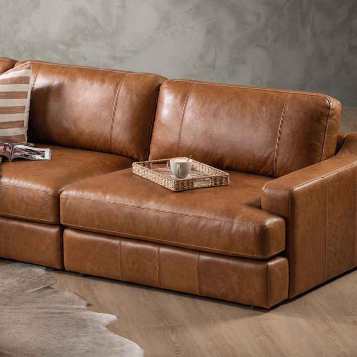 Windermere Extra Large Modular Leather Corner Couch - Cinnamon - 4