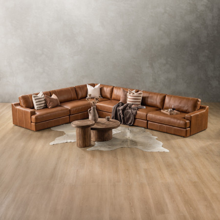 Windermere Extra Large Modular Leather Corner Couch - Cinnamon