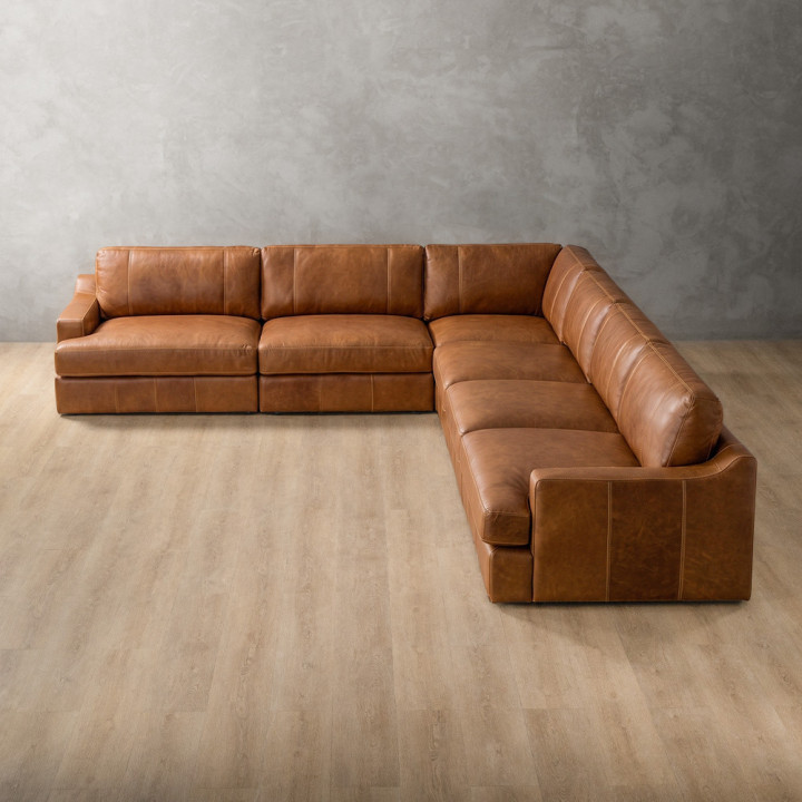 Windermere Extra Large Modular Leather Corner Couch - Cinnamon - 6