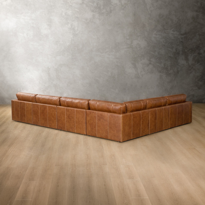 Windermere Extra Large Modular Leather Corner Couch - Cinnamon - 7