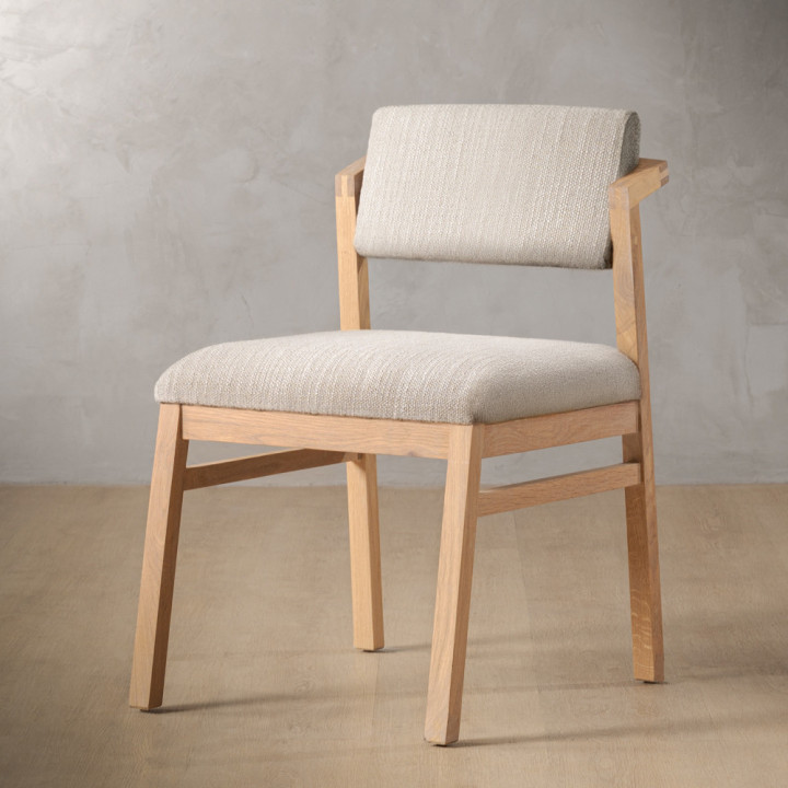 Jozi Fabric Dining Chair - Oak - Sea Sand - 1