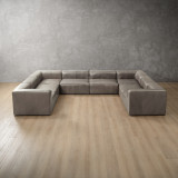 Havenwood Modular Leather U-Shape Couch - Shadow Ash - 1