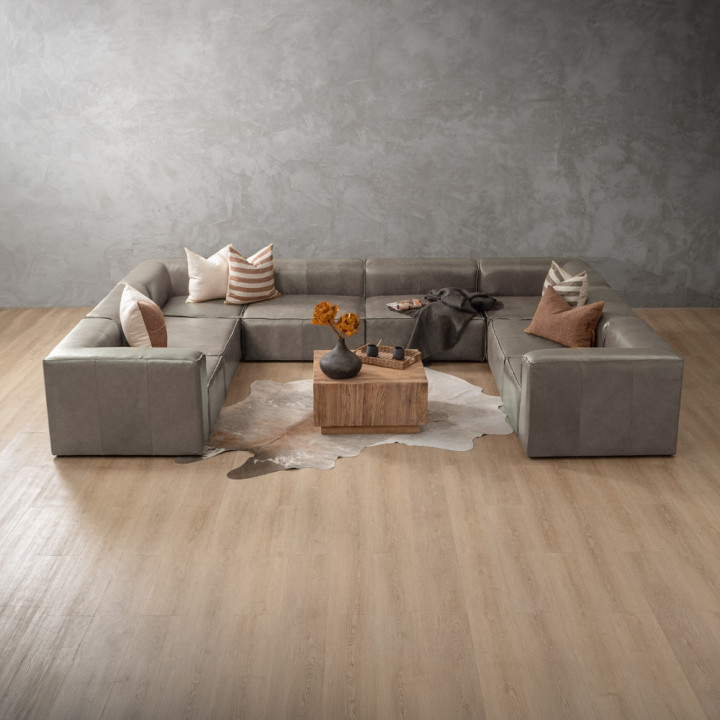 Havenwood Modular Leather U-Shape Couch - Shadow Ash - 2