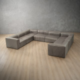 Havenwood Modular Leather U-Shape Couch - Shadow Ash - 4