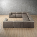 Havenwood Modular Leather U-Shape Couch - Shadow Ash - 5